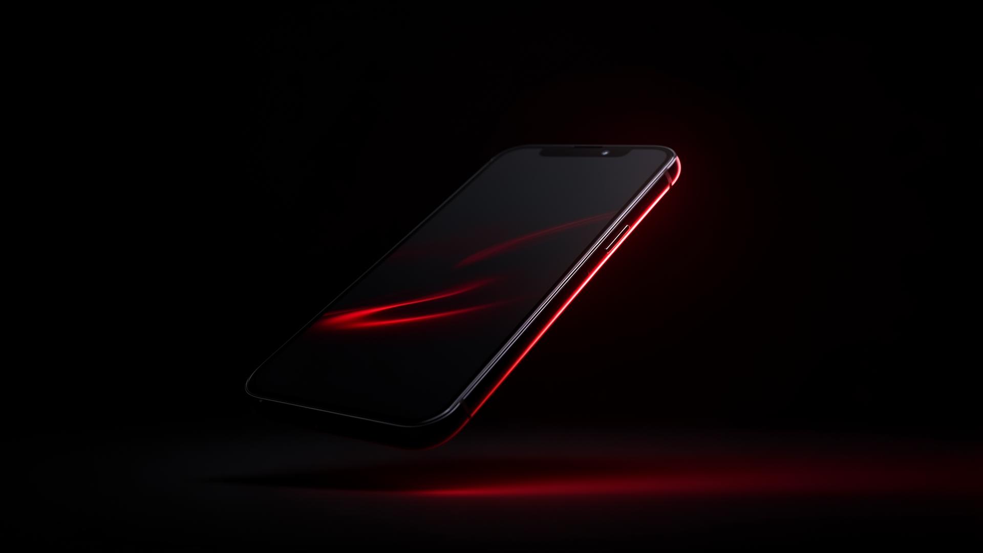 iPhone com iluminação vermelha